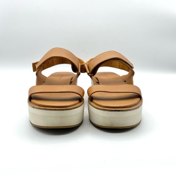 Everlane The Leather Platform Sandal Golden Brown Tan Ankle Strap White Velcro 6 - Picture 10 of 16